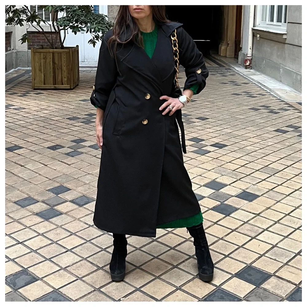 #41 Made in France Fabulous Spring Belted Trench Coat jacket - Picture 4 of 10